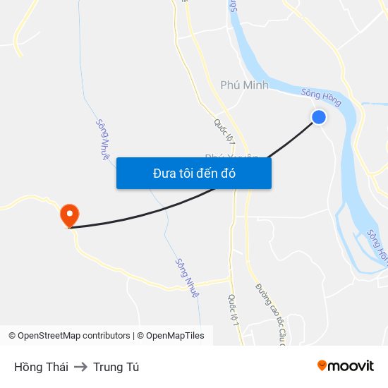 Hồng Thái to Trung Tú map