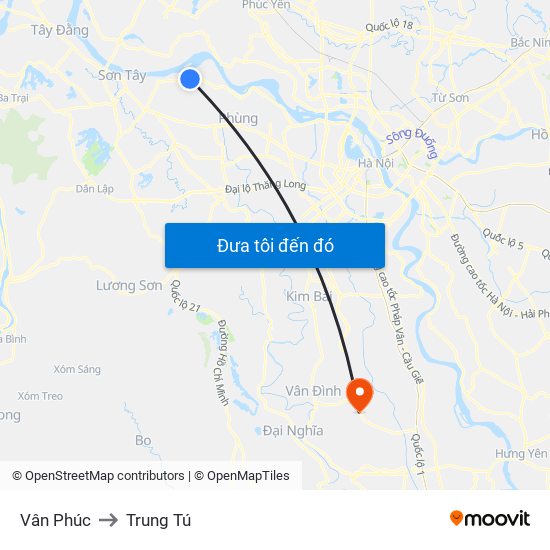 Vân Phúc to Trung Tú map