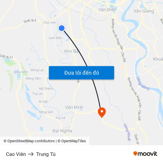 Cao Viên to Trung Tú map