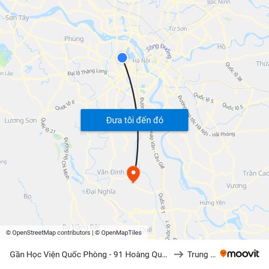 Gần Học Viện Quốc Phòng - 91 Hoàng Quốc Việt to Trung Tú map