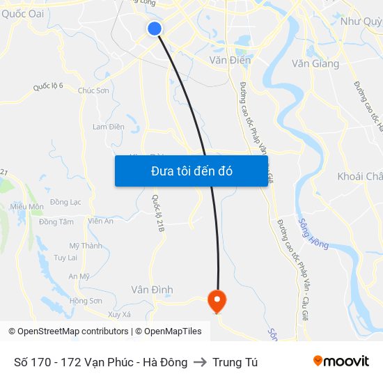Số 170 - 172 Vạn Phúc - Hà Đông to Trung Tú map