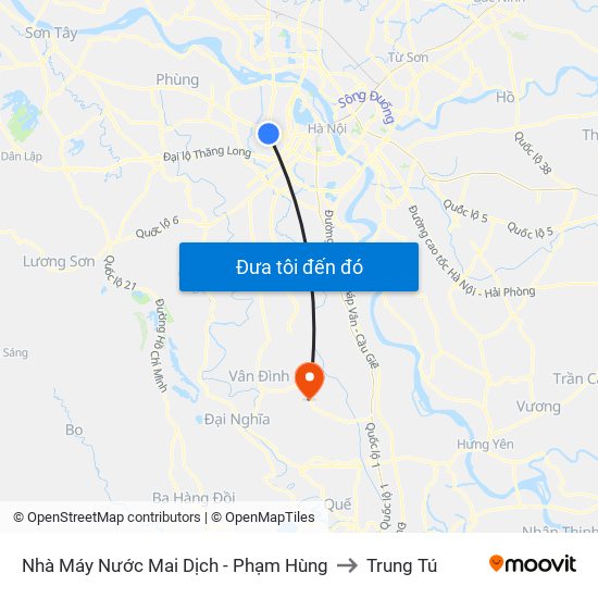 Nhà Máy Nước Mai Dịch - Phạm Hùng to Trung Tú map