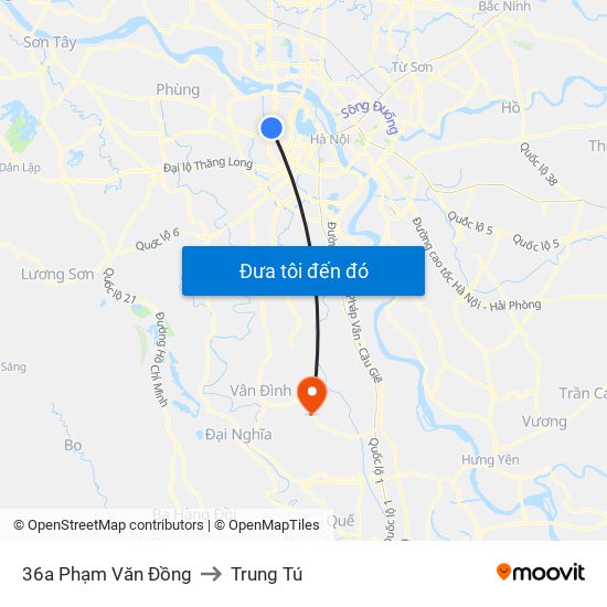 36a Phạm Văn Đồng to Trung Tú map