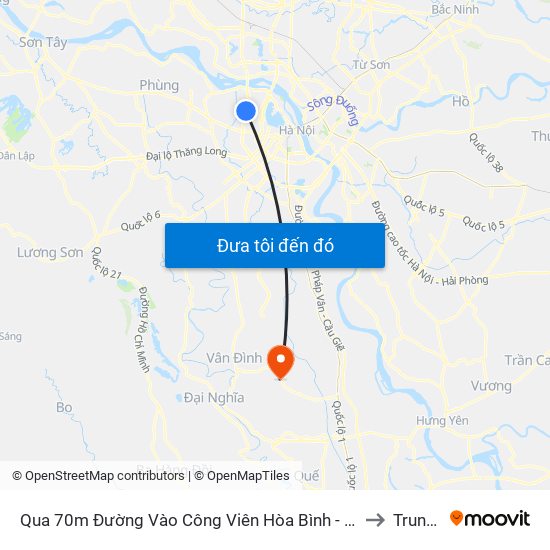 Qua 70m Đường Vào Công Viên Hòa Bình - Phạm Văn Đồng to Trung Tú map