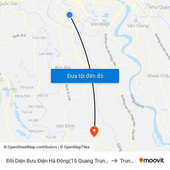 Đối Diện Bưu Điện Hà Đông(15 Quang Trung Hà Đông) to Trung Tú map