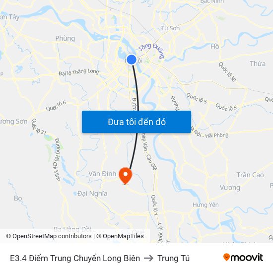 E3.4 Điểm Trung Chuyển Long Biên to Trung Tú map