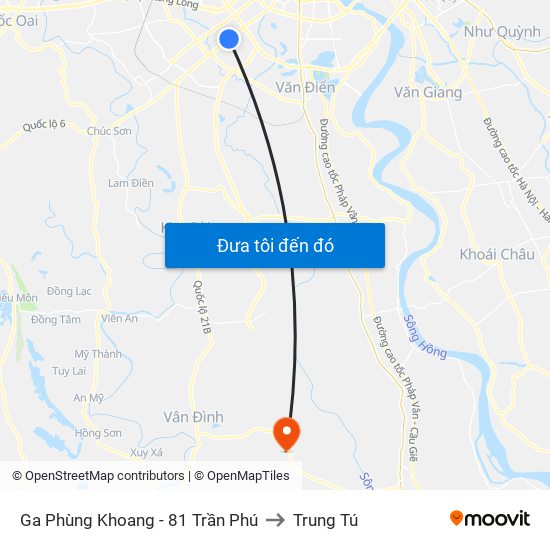 Ga Phùng Khoang - 81 Trần Phú to Trung Tú map