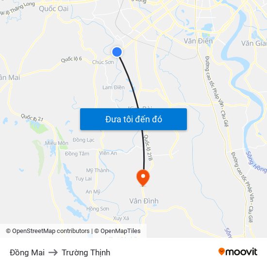 Đồng Mai to Trường Thịnh map