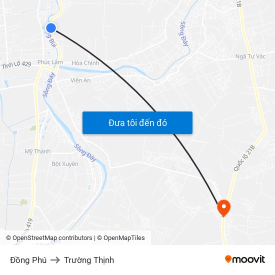 Đồng Phú to Trường Thịnh map