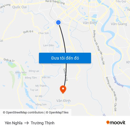 Yên Nghĩa to Trường Thịnh map