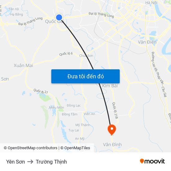 Yên Sơn to Trường Thịnh map