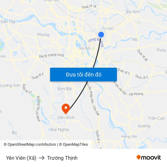 Yên Viên (Xã) to Trường Thịnh map