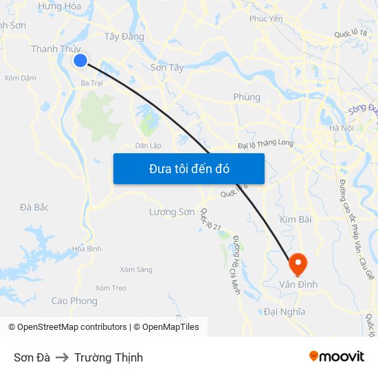 Sơn Đà to Trường Thịnh map