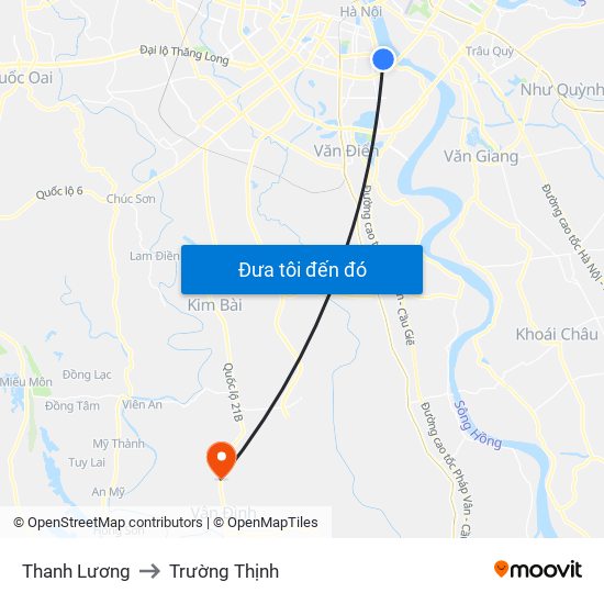 Thanh Lương to Trường Thịnh map