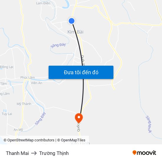 Thanh Mai to Trường Thịnh map