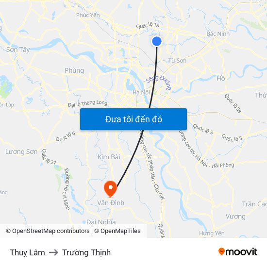 Thuỵ Lâm to Trường Thịnh map