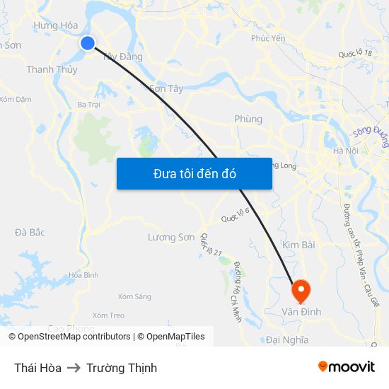 Thái Hòa to Trường Thịnh map