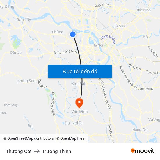 Thượng Cát to Trường Thịnh map