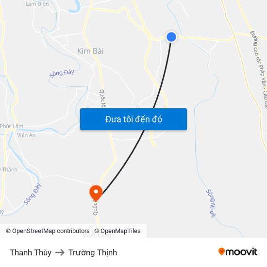 Thanh Thùy to Trường Thịnh map