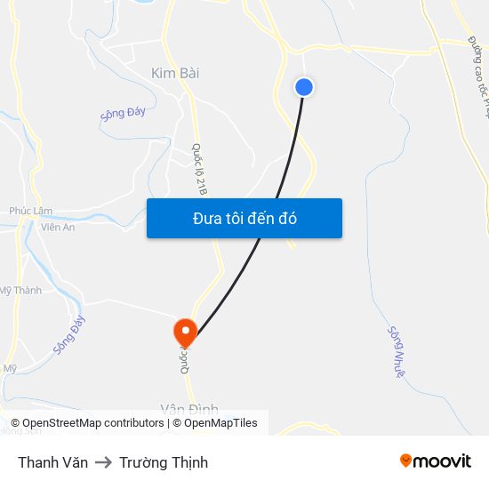 Thanh Văn to Trường Thịnh map