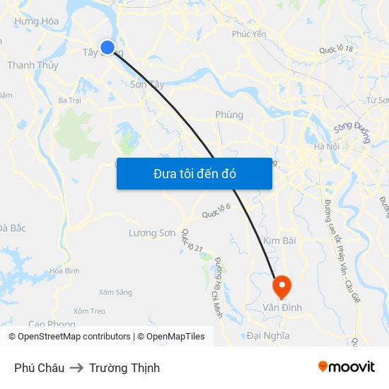 Phú Châu to Trường Thịnh map