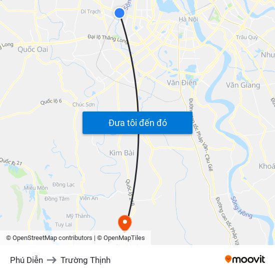 Phú Diễn to Trường Thịnh map