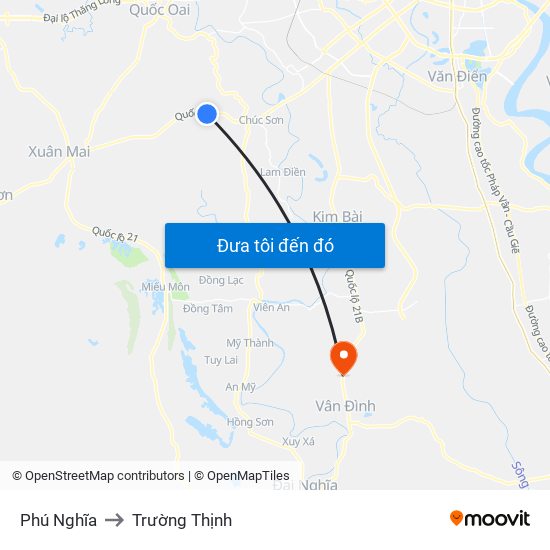 Phú Nghĩa to Trường Thịnh map