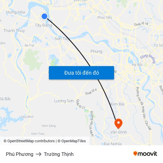 Phú Phương to Trường Thịnh map
