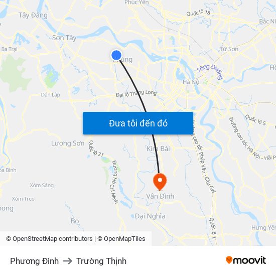 Phương Đình to Trường Thịnh map