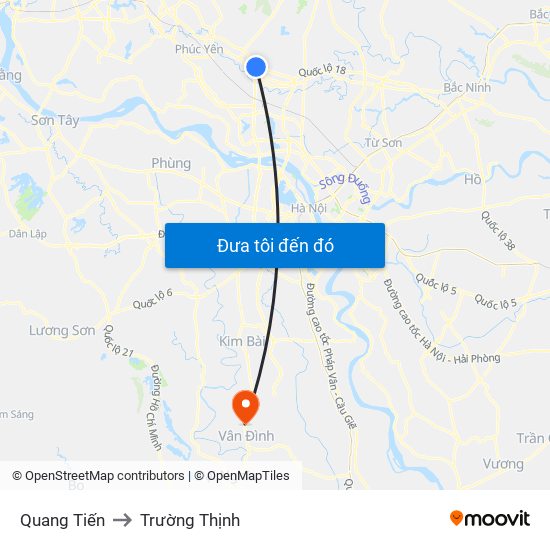 Quang Tiến to Trường Thịnh map