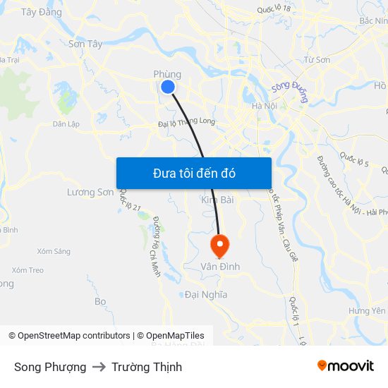 Song Phượng to Trường Thịnh map