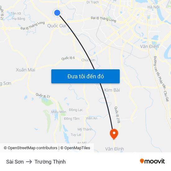 Sài Sơn to Trường Thịnh map