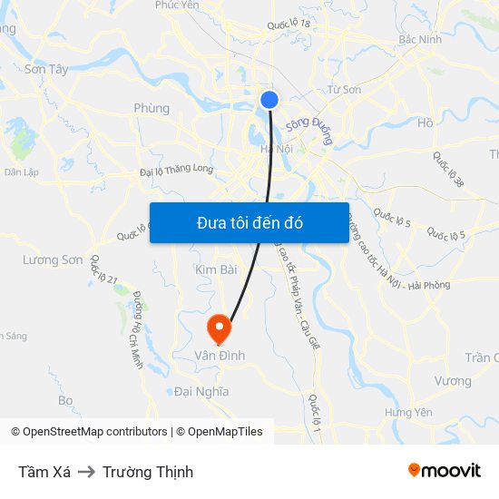 Tầm Xá to Trường Thịnh map