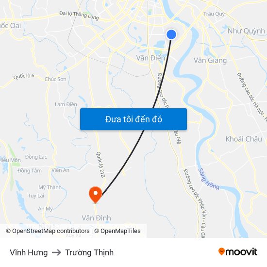 Vĩnh Hưng to Trường Thịnh map