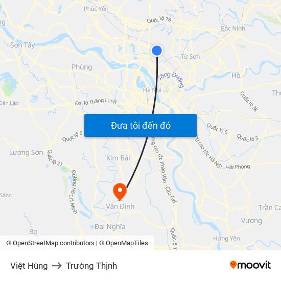Việt Hùng to Trường Thịnh map