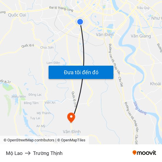 Mộ Lao to Trường Thịnh map