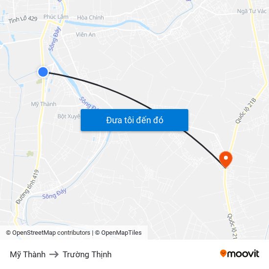 Mỹ Thành to Trường Thịnh map