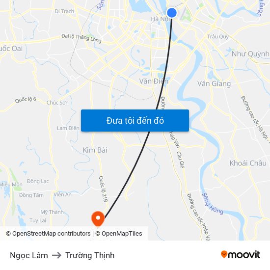 Ngọc Lâm to Trường Thịnh map