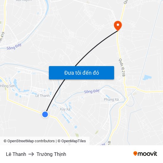 Lê Thanh to Trường Thịnh map