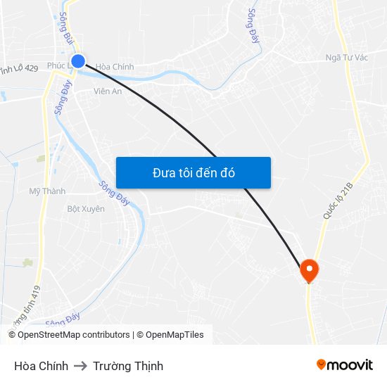 Hòa Chính to Trường Thịnh map