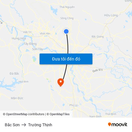 Bắc Sơn to Trường Thịnh map
