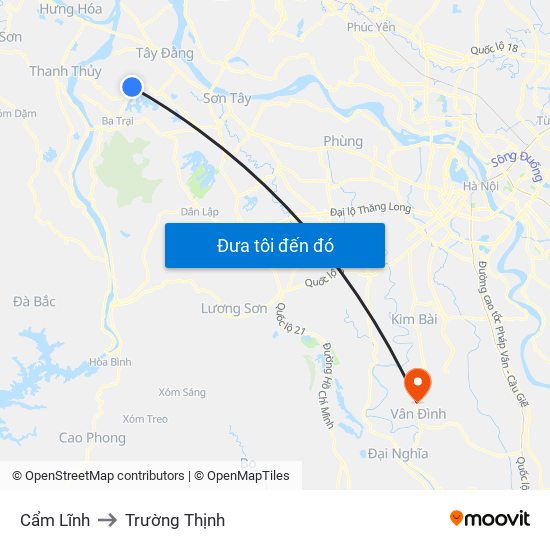 Cẩm Lĩnh to Trường Thịnh map