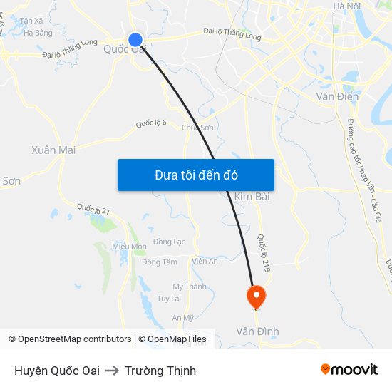 Huyện Quốc Oai to Trường Thịnh map