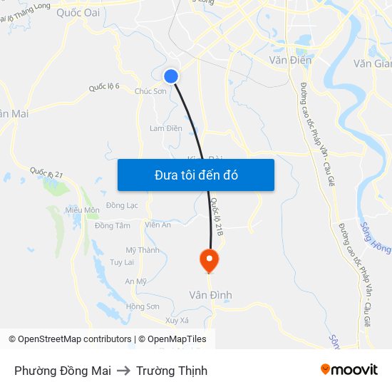 Phường Đồng Mai to Trường Thịnh map