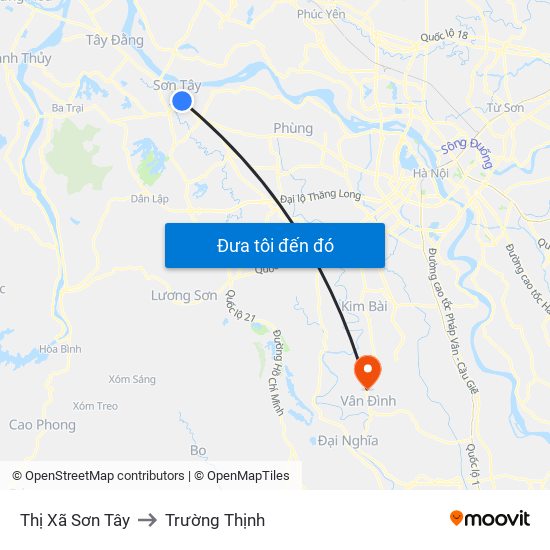 Thị Xã Sơn Tây to Trường Thịnh map