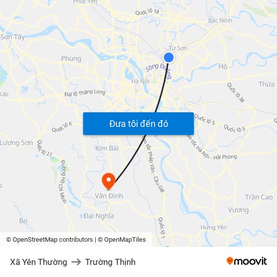 Xã Yên Thường to Trường Thịnh map