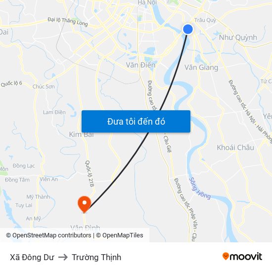 Xã Đông Dư to Trường Thịnh map