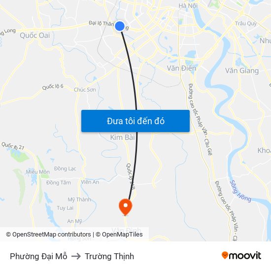 Phường Đại Mỗ to Trường Thịnh map
