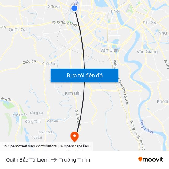 Quận Bắc Từ Liêm to Trường Thịnh map