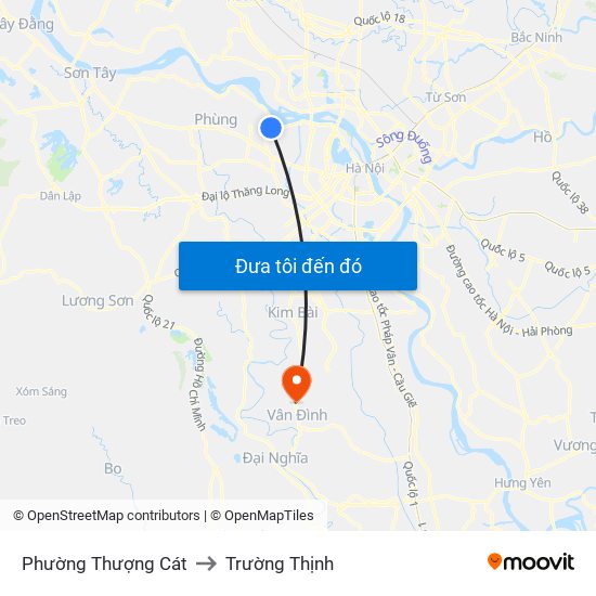 Phường Thượng Cát to Trường Thịnh map